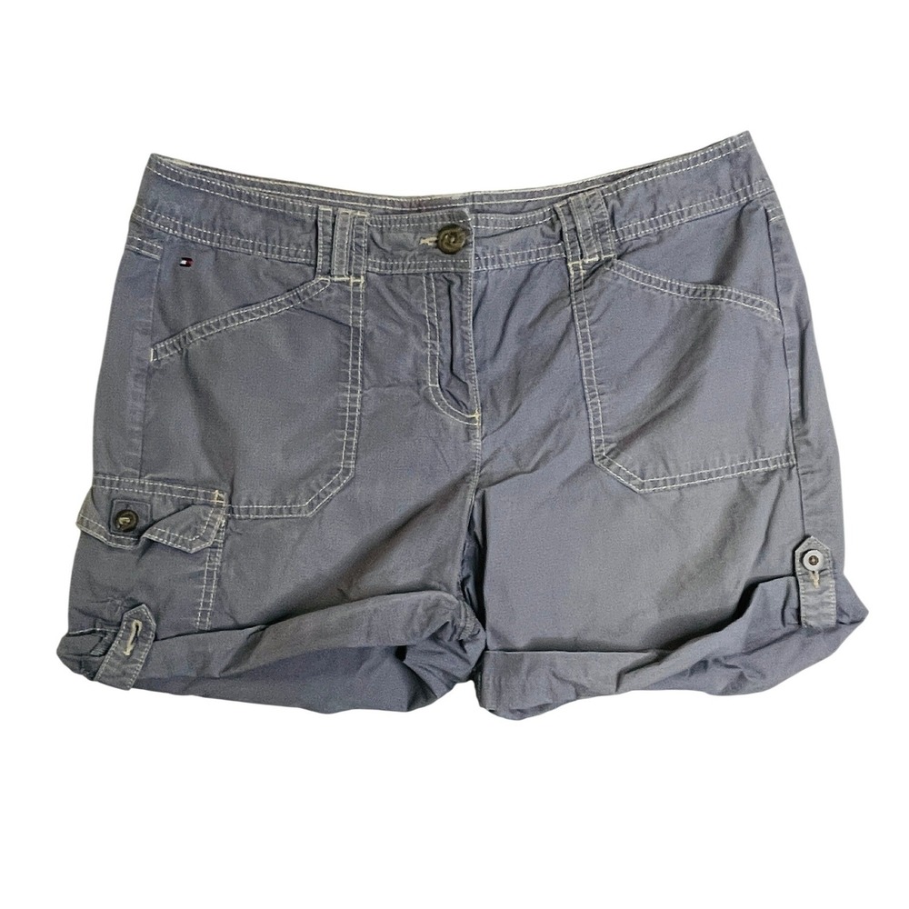 Tommy Hilfiger Cargo Shorts 10 Gray Ripstop Roll Tab Hem Utility Pockets 2011